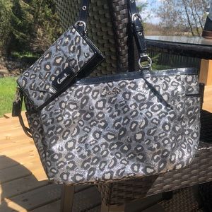 Coach purse and wallet that is animal print and metallic. Really cute!